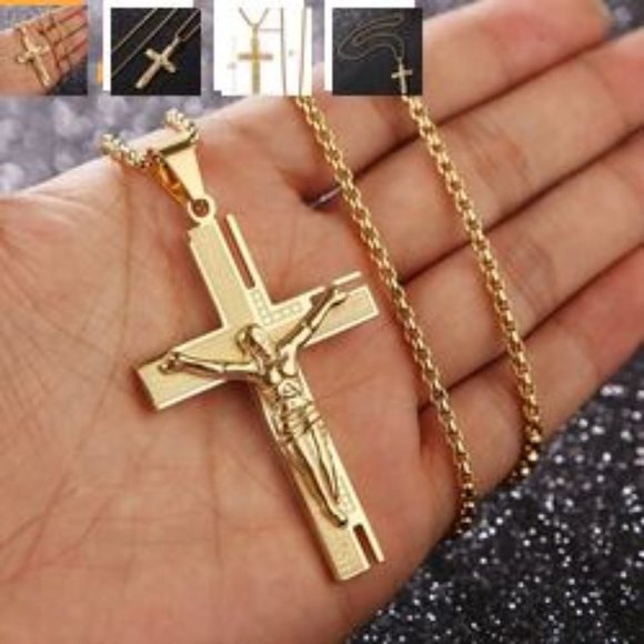 18K,Gold Plated Cross Necklace - Picture 1 of 1